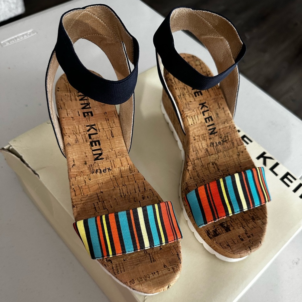Anne Klein Women's Sandals with Striped Multicolor Design